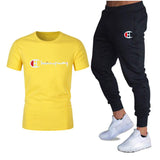 Athletic Tracksuit Sweat Suits for Men Spring Autumn Casual Short Sleeve T-shirt Cotton Short Sleeve Sports Trousers