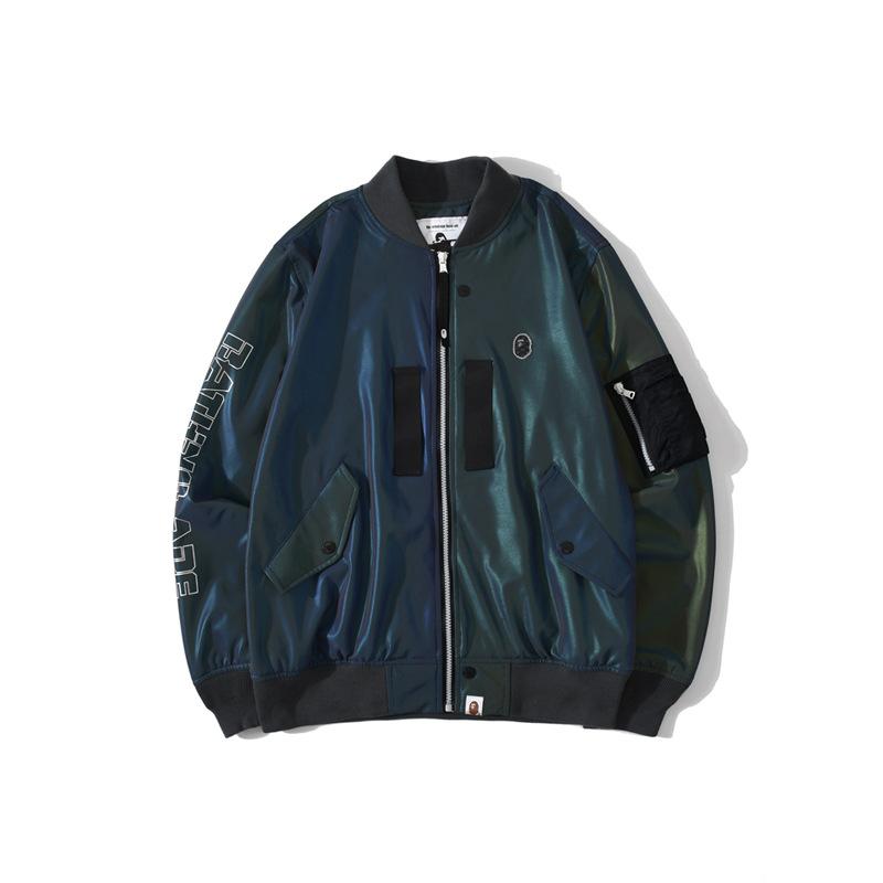 Shark Print Jacket Spring and Autumn Reflective Zipper Coat Men