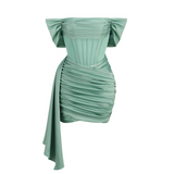Mariah Carey Dress Sleeveless Dress Sexy Hip Skirt Green High-Elastic Pleated Dress