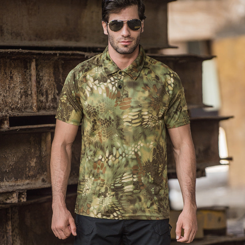 Woodland T Shirt Camouflage Lapel