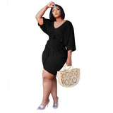 Women plus Size Co-Ords Solid Color Pleated Loose Casual Two-Piece Suit