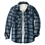 Mens Flannel Jacket with Hoodie Autumn and Winter Plaid Shirt Men's Fleece Lined Padded Warm Keeping Top Shirt Berber Fleece Coat