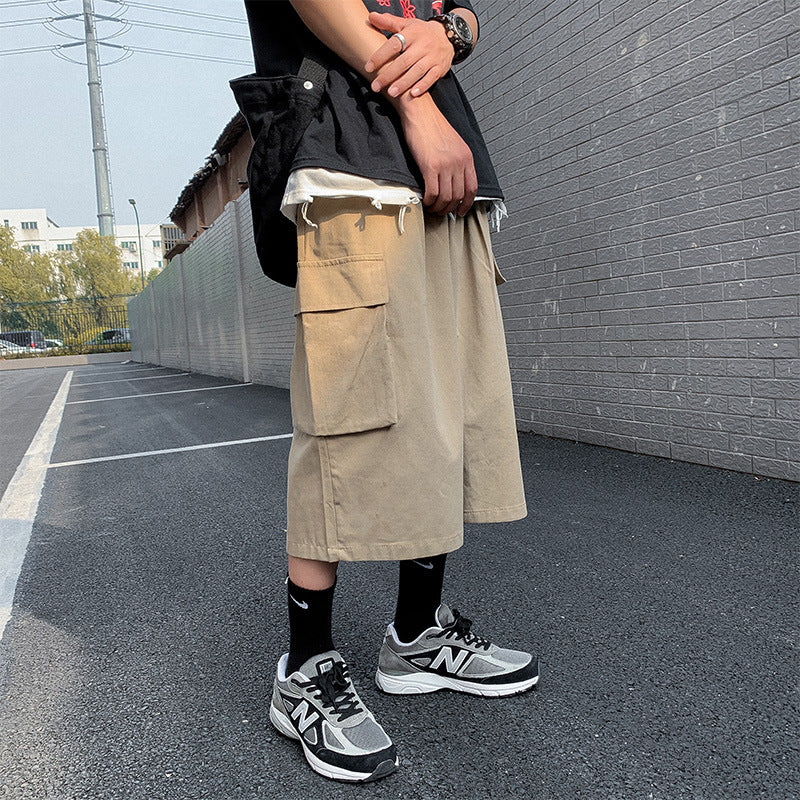 Summer Men Shorts Summer Loose Cropped Pants