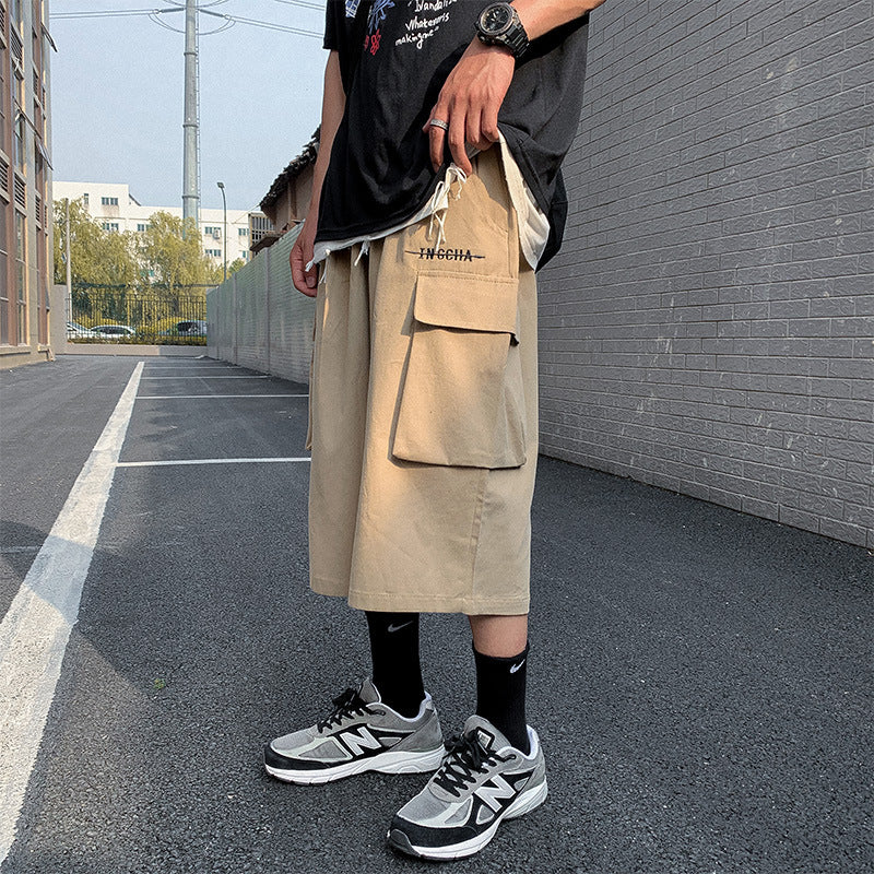 Summer Men Shorts Summer Loose Cropped Pants