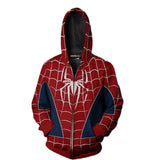 Men Spider Hoodie Superhero Spider-Man 3D Printed Full-Zip Cardigan Hooded Sweater