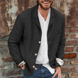 Mens Linen Suits Spring and Autumn Leisure Cotton Linen Loose Suit Jacket