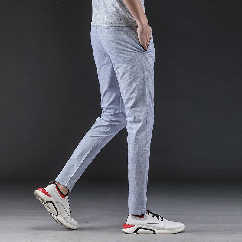 Linen Pants Straight Leg Pants Drawstring Lightweight Elastic Beach Pants Men's Casual Pants Summer Elastic Waist