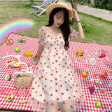 Strawberry Cottagecore Dress Summer Strap Casual Fashionable Sweet Dress