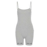 Women's Spring Clothing Sling Embroidered Sports High Waist Short Jumpsuit