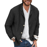 Mens Linen Suits Spring and Autumn Leisure Cotton Linen Loose Suit Jacket