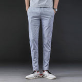 Linen Pants Straight Leg Pants Drawstring Lightweight Elastic Beach Pants Men's Casual Pants Summer Elastic Waist