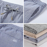 Linen Pants Straight Leg Pants Drawstring Lightweight Elastic Beach Pants Men's Casual Pants Summer Elastic Waist