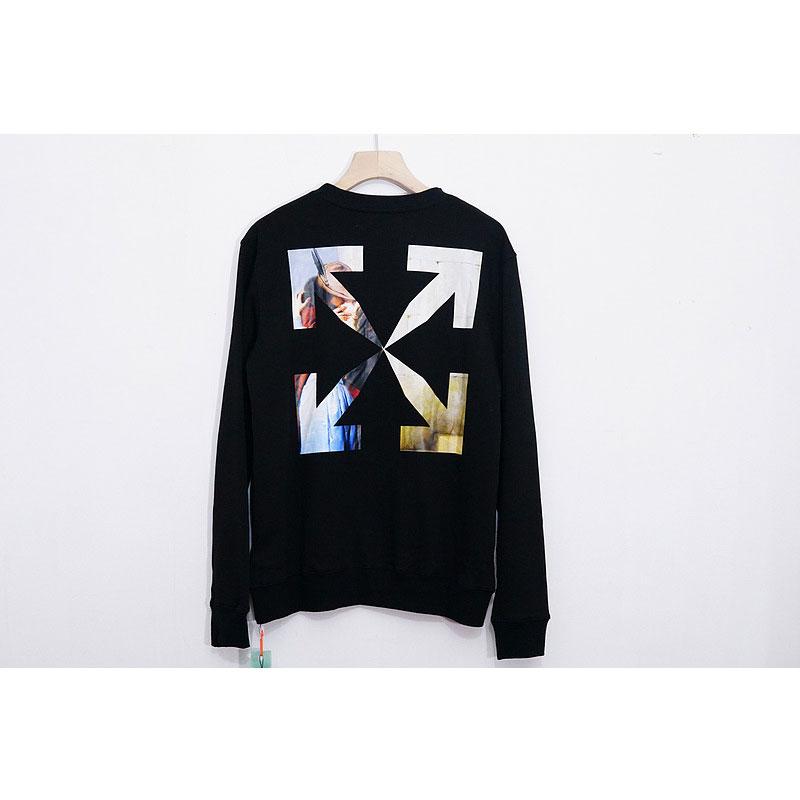 Off White Sweatshirts round Neck Sweater Men Splash Ink Arrow Print Owt Casual Fashionable