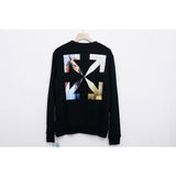 Off White Sweatshirts round Neck Sweater Men Splash Ink Arrow Print Owt Casual Fashionable