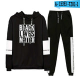 Black Lives Matter Clothing Printed Casual Patchwork Hooded Sweatshirt and Sweatpants Suit