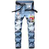 J Shaped Jeans Embroidered Men's Jeans Slim Straight