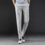 Linen Pants Straight Leg Pants Drawstring Lightweight Elastic Beach Pants Men's Casual Pants Summer Elastic Waist