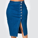 Women Plus Size Dresses Bodycon Split Denim Skirt