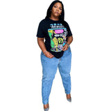 Women Plus Size Tops Printed Loose Fashion Casual T-shirt