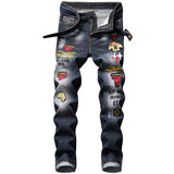 J Shaped Jeans Embroidered Men's Jeans Slim Straight