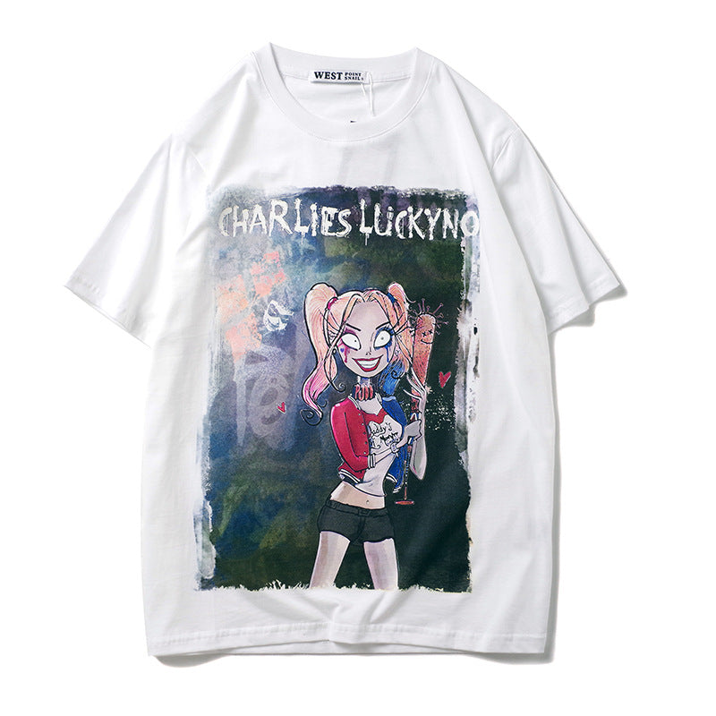 Charlie Luciano T Shirt Dark Fairy Tale Series Clown Girl Pure Cotton Loose Couple Outfit