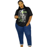 Women Plus Size Tops Printed Loose Fashion Casual T-shirt