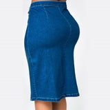 Women Plus Size Dresses Bodycon Split Denim Skirt