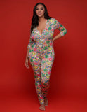 Women Plus Size Jumpsuits Printed Sexy Homewear Jumpsuit