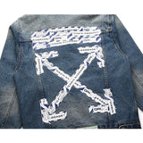 Off White Coats Ow Arrow Graffiti Denim Jacket Men's Women's Tops Casual Jacket Owt