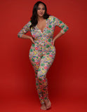 Women Plus Size Jumpsuits Printed Sexy Homewear Jumpsuit