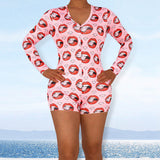 Women Plus Size One-Piece Clothes Printed Sexy Home Jumpsuit