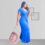 Women Plus Size Jumpsuits Wide Leg Short Sleeve Fashion Casual Jumpsuit