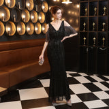 Sequin Evening Dress Tassel Sequin Fishtail Gown Female