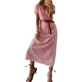 Women Bohemian Dress Summer Casual Printed V-neck Dress for Women