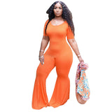 Women Plus Size Jumpsuits Tight-Fitting Solid Color Wide-Leg Jumpsuit