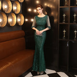 Sequin Evening Dress Elegant Long Style Long Sleeve Sequined Fishtail Evening Dress