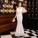Sequin Evening Dress Tassel Sequin Fishtail Gown Female