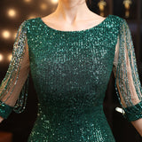 Sequin Evening Dress Elegant Long Style Long Sleeve Sequined Fishtail Evening Dress