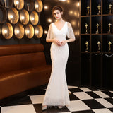 Sequin Evening Dress Tassel Sequin Fishtail Gown Female