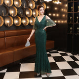 Sequin Evening Dress Tassel Sequin Fishtail Gown Female