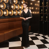 Sequin Evening Dress Tassel Sequin Fishtail Gown Female