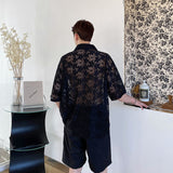 Transparent Shirt for Men Sexy Niche Lace Shirt