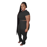 Women Plus Size Co-Ords Tight-Fitting Solid Color Fashion Casual Two-Piece Suit