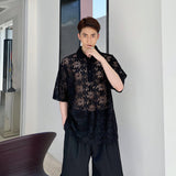 Transparent Shirt for Men Sexy Niche Lace Shirt