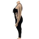 Women Plus Size Jumpsuits Deep V Sexy Bandage Tight Jumpsuit