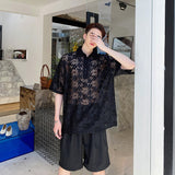 Transparent Shirt for Men Sexy Niche Lace Shirt