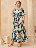 Women Plus Size Maxi Dresses Muslim Print Dress