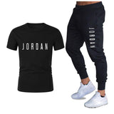Men′s Athletic Tracksuit Sweat Suits for Men Outfits Spring Autumn Men's Casual Short Sleeve T-shirt Cotton Short Sleeve Sports Trousers Printing Suit