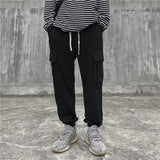 Men's plus Size Retro Sports Multi-Pocket Cargo Pants Men's High Street Elastic Waist Sweatpants Street Sports Harem Pants Men Pants