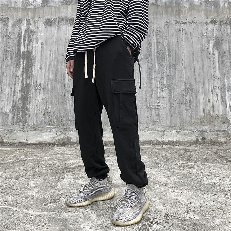 Men's plus Size Retro Sports Multi-Pocket Cargo Pants Men's High Street Elastic Waist Sweatpants Street Sports Harem Pants Men Pants